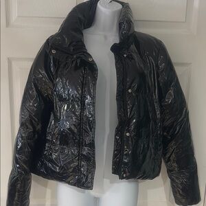 Noize Black Puffer Jacket with Shiny Finish and Fitted Silhouette